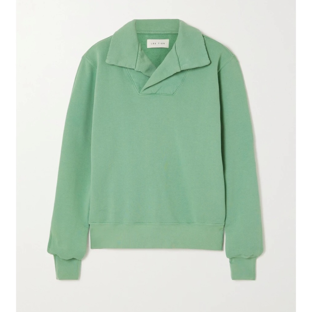 Les Tien Collar Green Trendy Yacht Cotton Sweatshirt Pullover